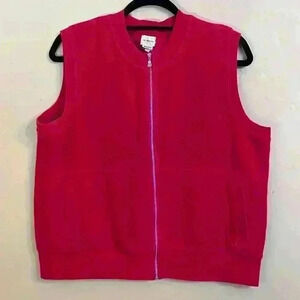 Calvin Klein Vintage Sweater Vest Hot Pink Terry Cloth CK Jeans 90s y2k Size L